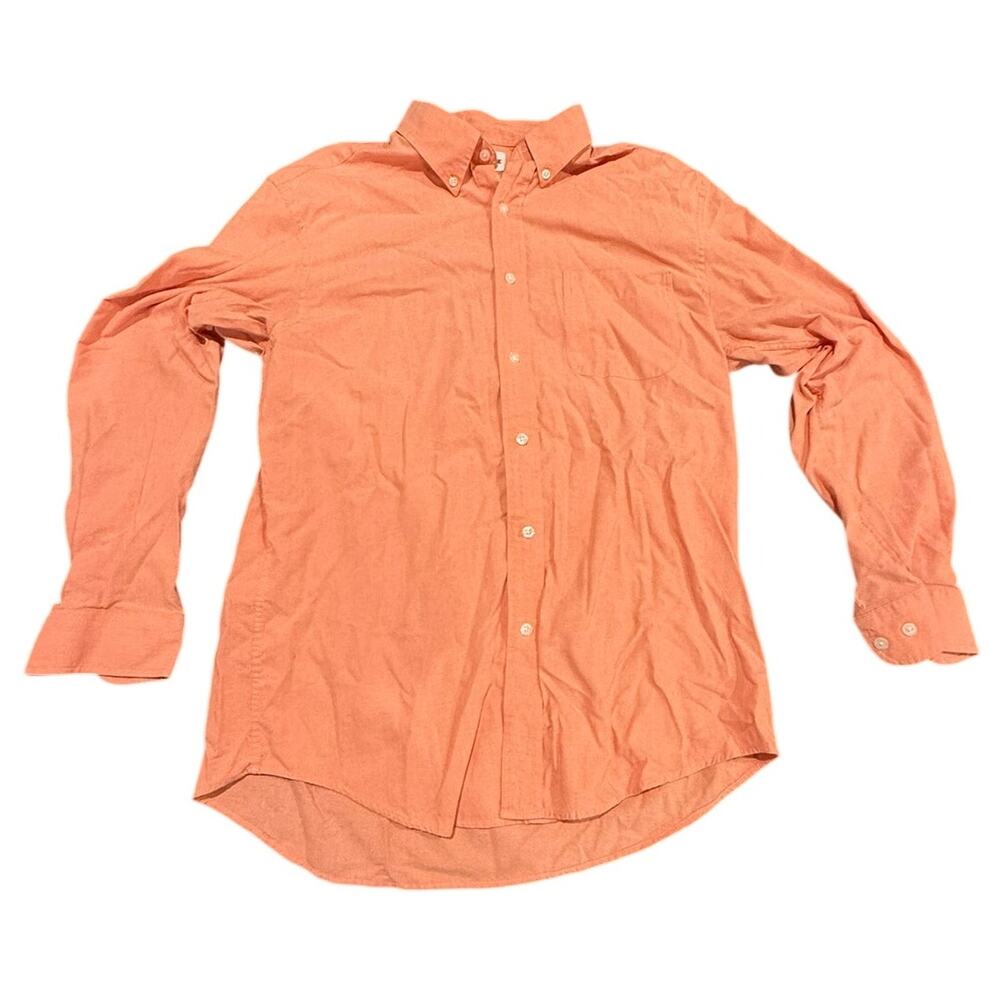 Saddlebred Men's Salmon Pink Long Sleeve Easy Care Oxford Button Up Shirt 16.5